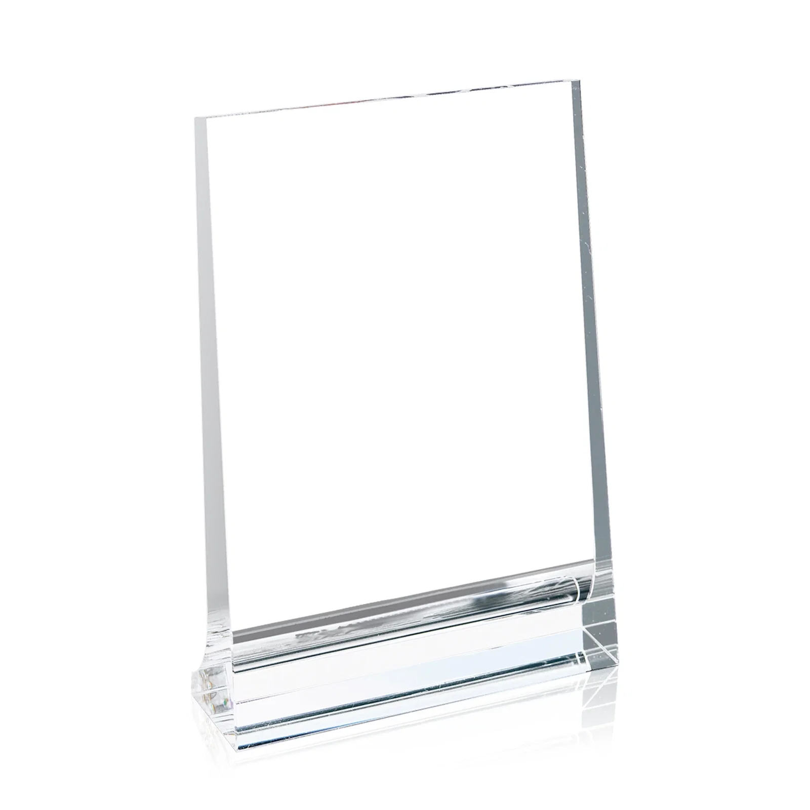 Custom Optical Crystal Vertical Plaque with a Backward-Sloping Face for team milestone celebrations