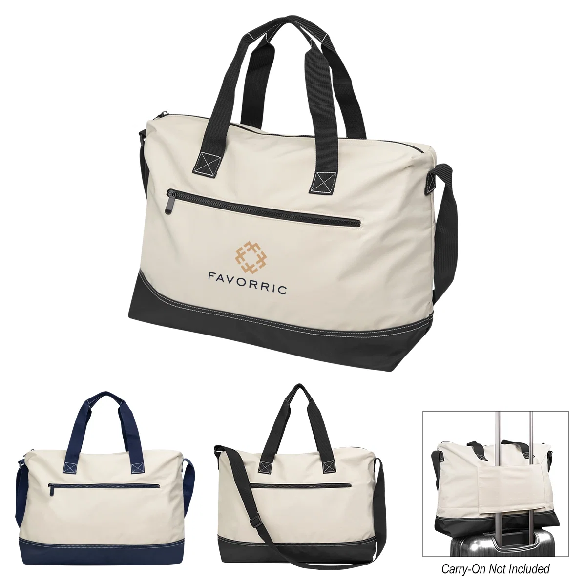 Deluxe tote bag with a natural body and dark trim
