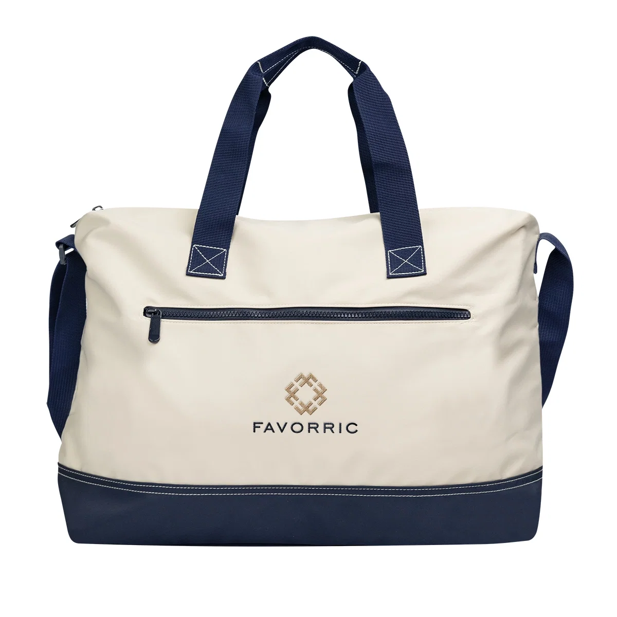 Navy accents along the handles and base