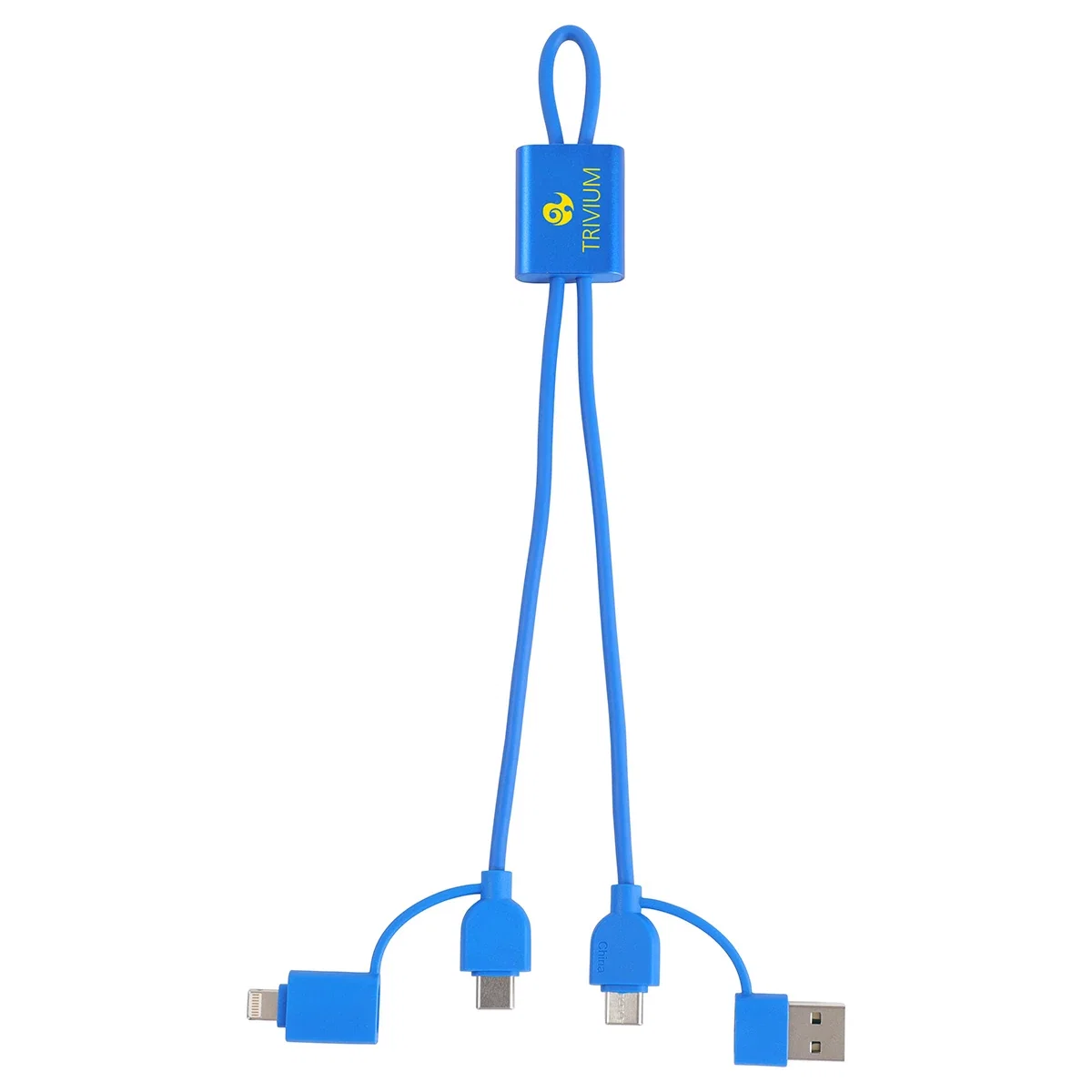 Forge 4-in-1 Data & Fast Charging Cable in use, charging a smartphone with the promotional cable