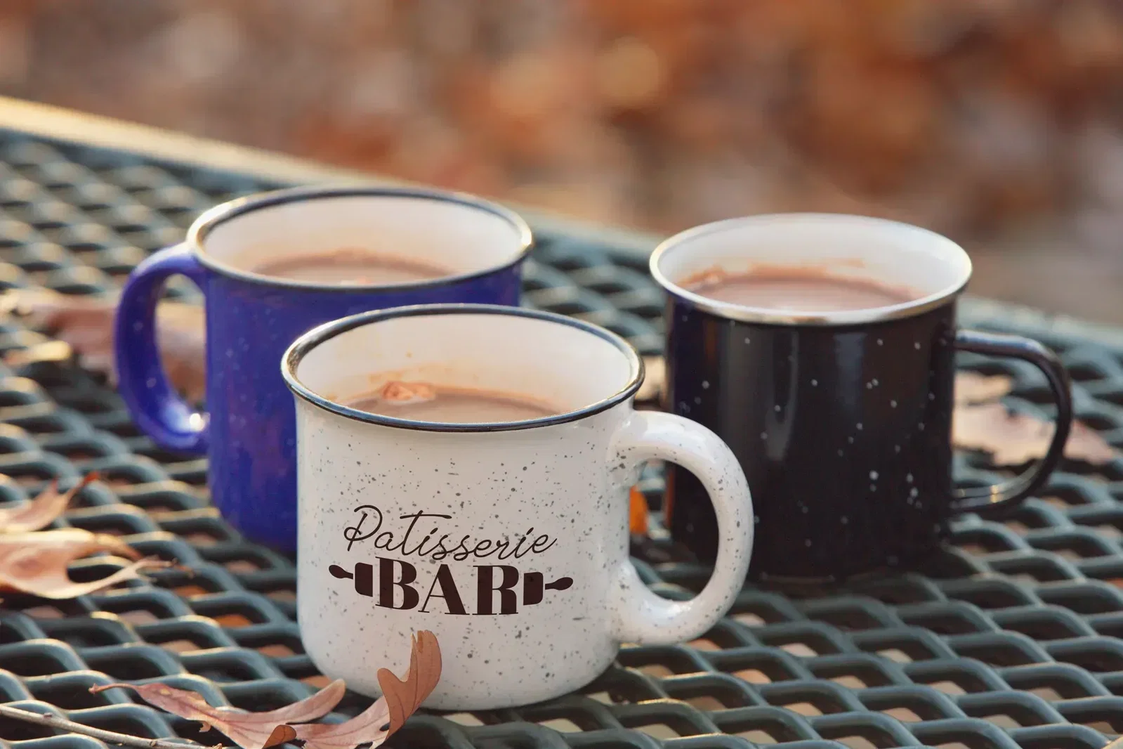 Promotional Forge 15 oz ceramic mug top view of the branded drinkware