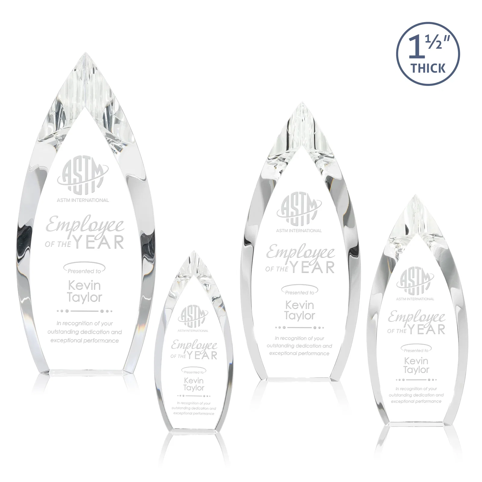 Custom Optical Crystal Teardrop Award With Color-Accent Base, awards for employee recognition