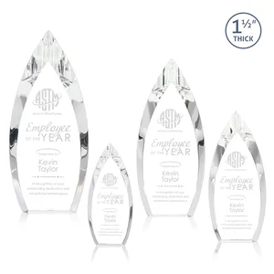 Optical Crystal Teardrop Award With Color-Accent Base