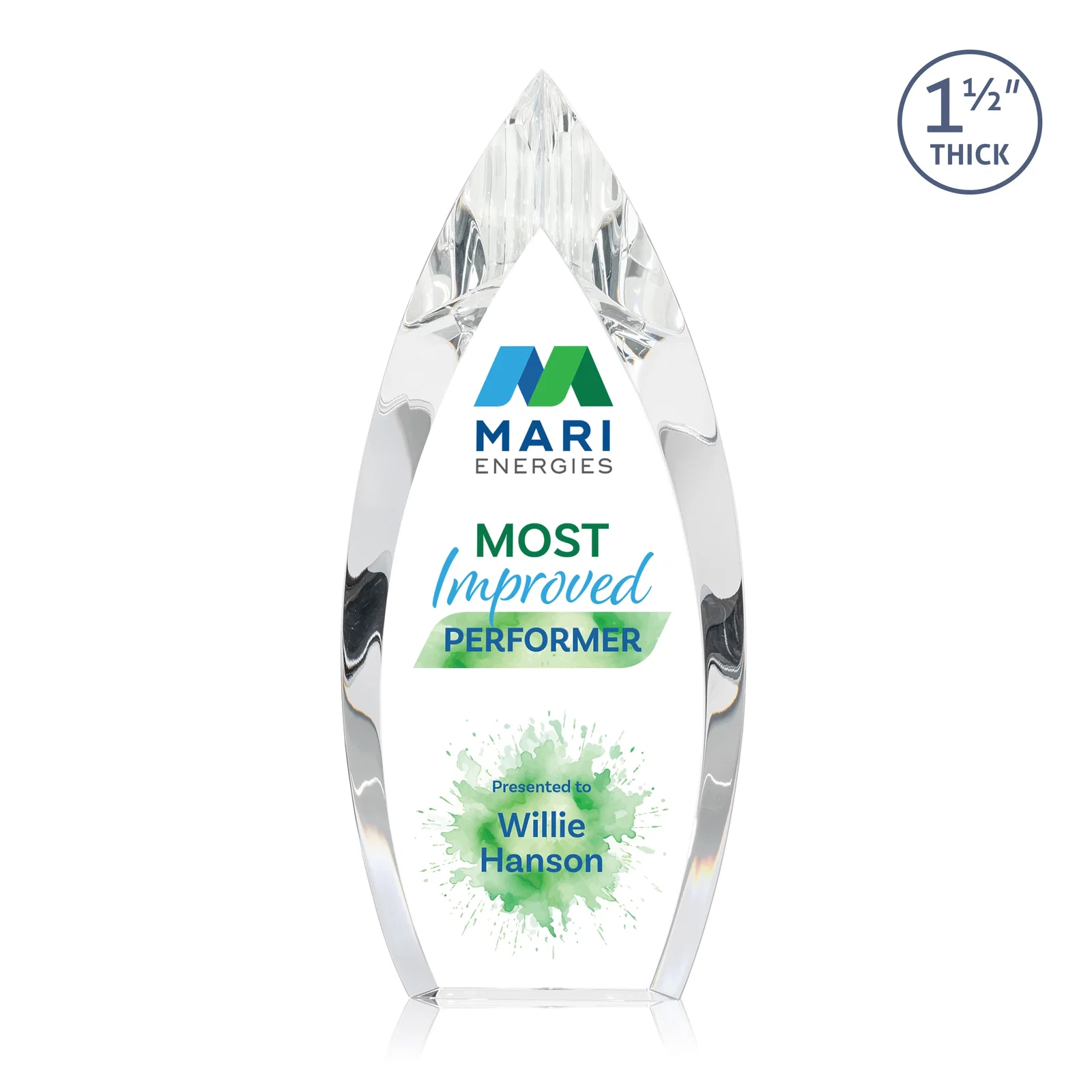 Custom Optical Crystal Teardrop Award With Color-Accent Base, awards for volunteer appreciation