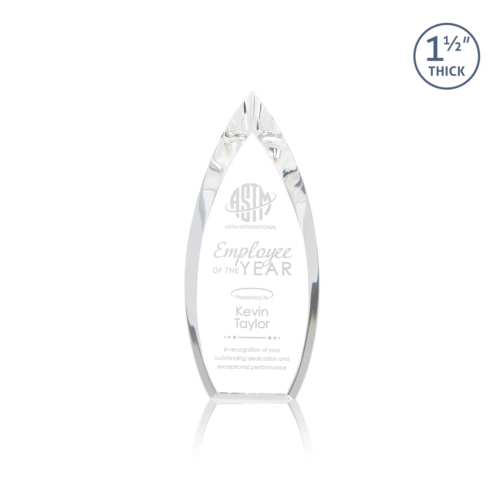 Custom Optical Crystal Teardrop Award With Color-Accent Base, awards for corporate award ceremonies
