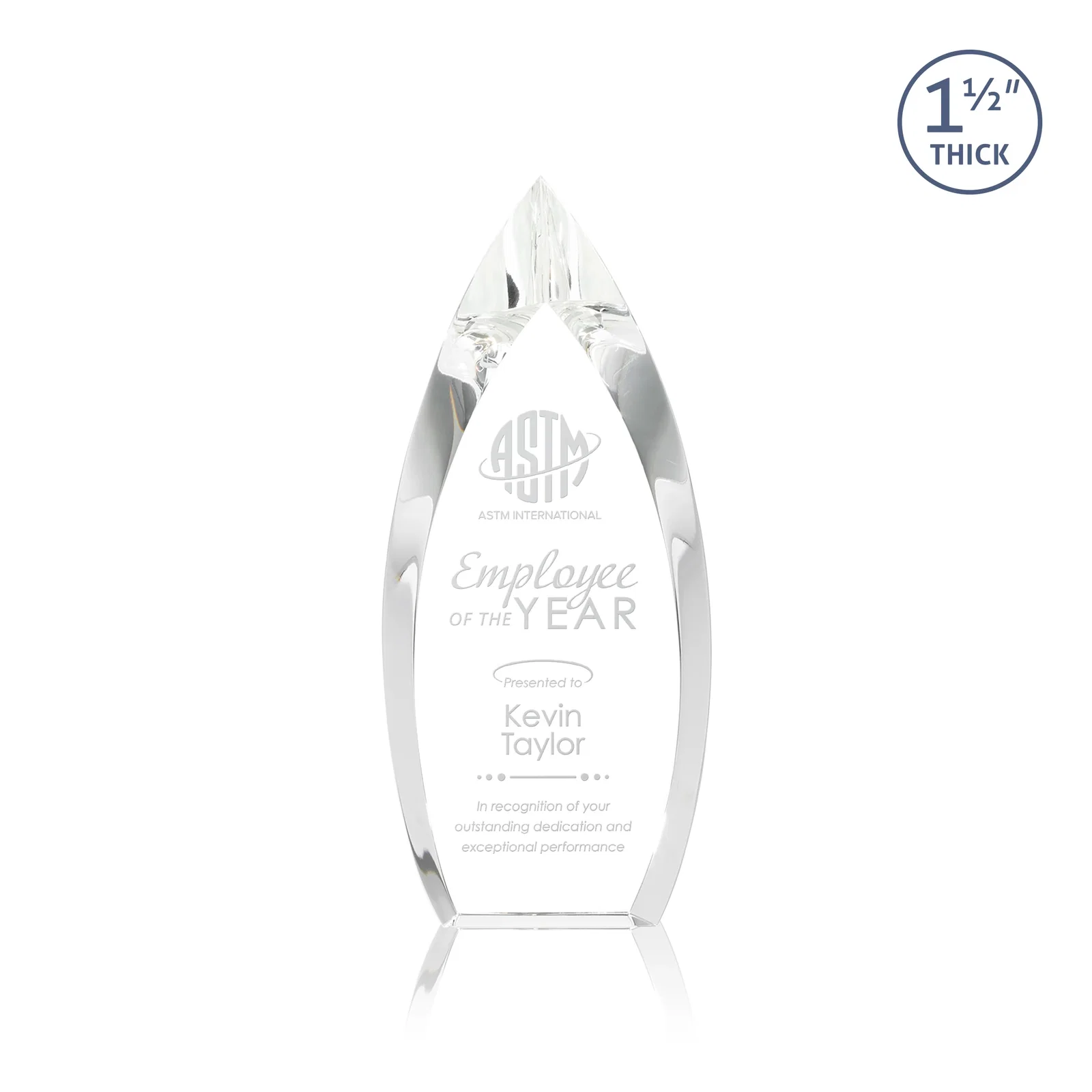 Custom Optical Crystal Teardrop Award With Color-Accent Base, awards for service anniversary gifts