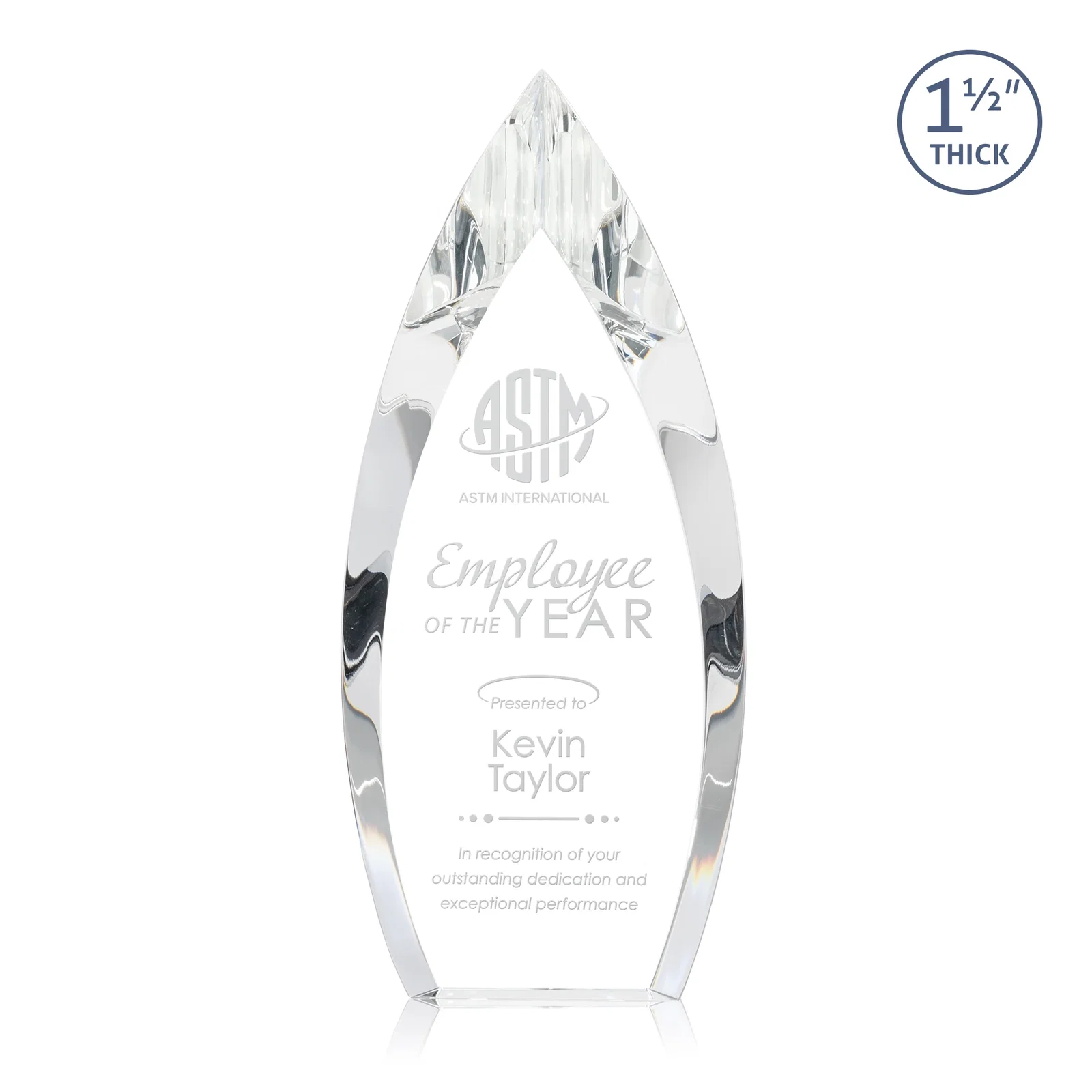 Custom Optical Crystal Teardrop Award With Color-Accent Base, awards for retirement presentations