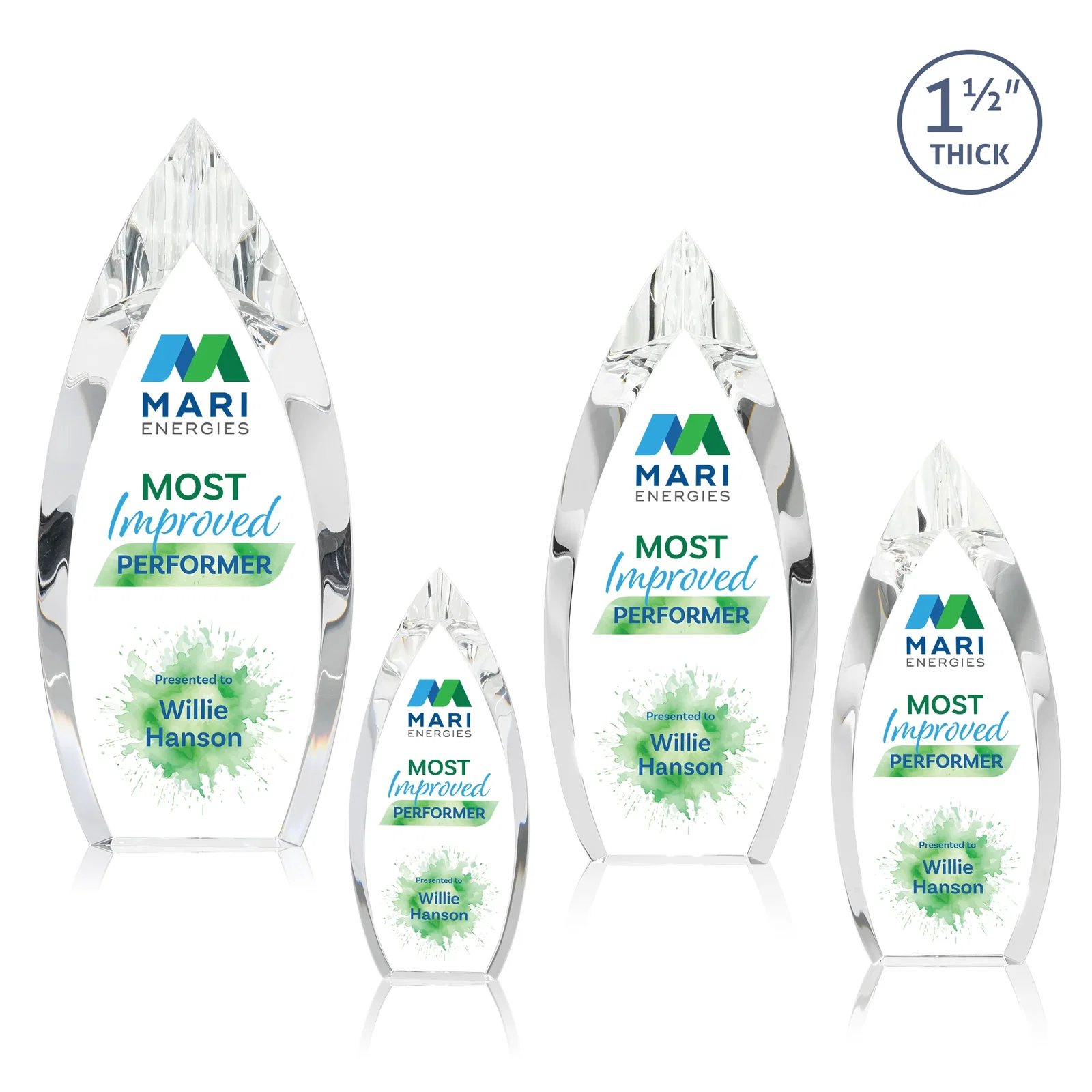 Custom Optical Crystal Teardrop Award With Color-Accent Base, awards for team milestone celebrations
