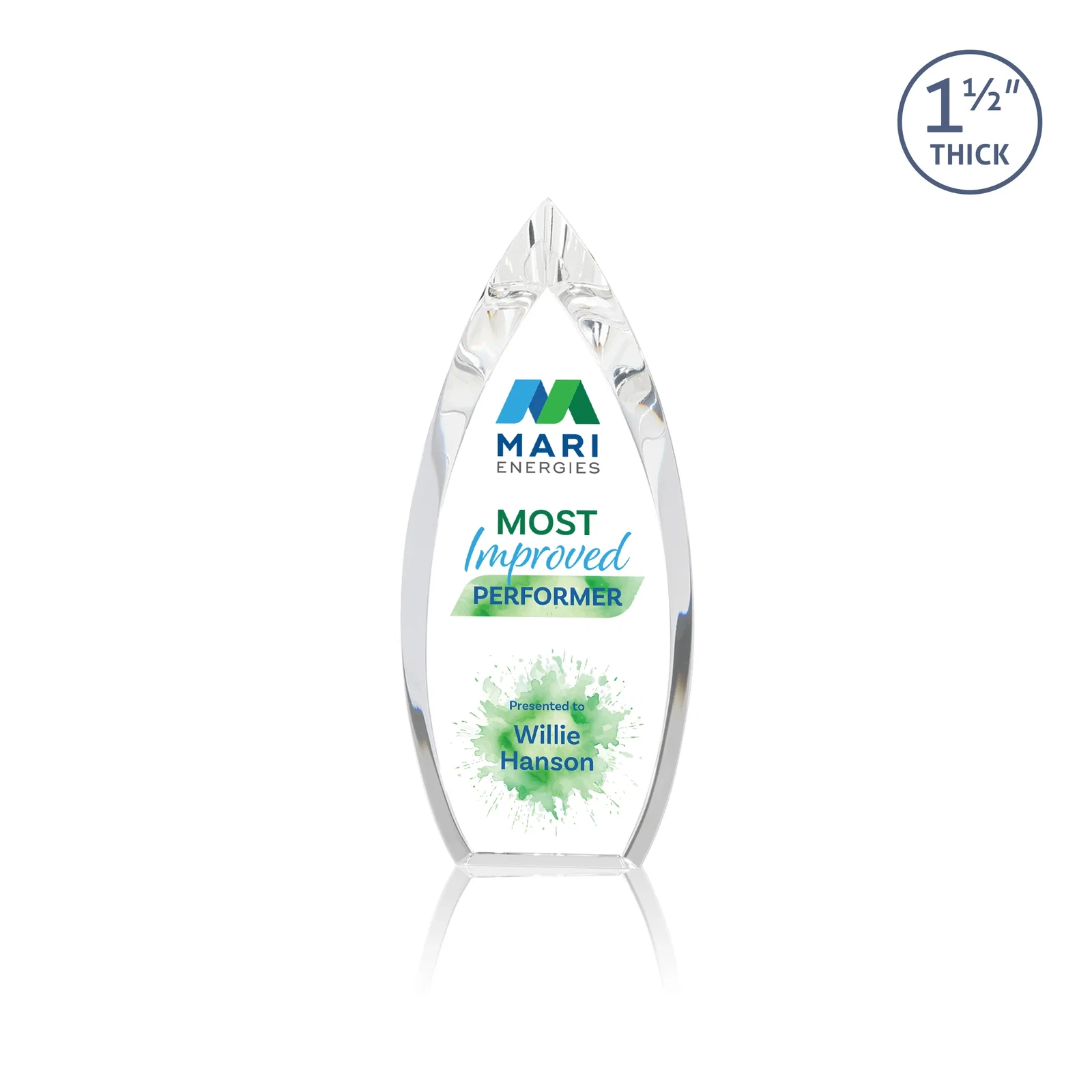 Custom Optical Crystal Teardrop Award With Color-Accent Base, awards for donor appreciation