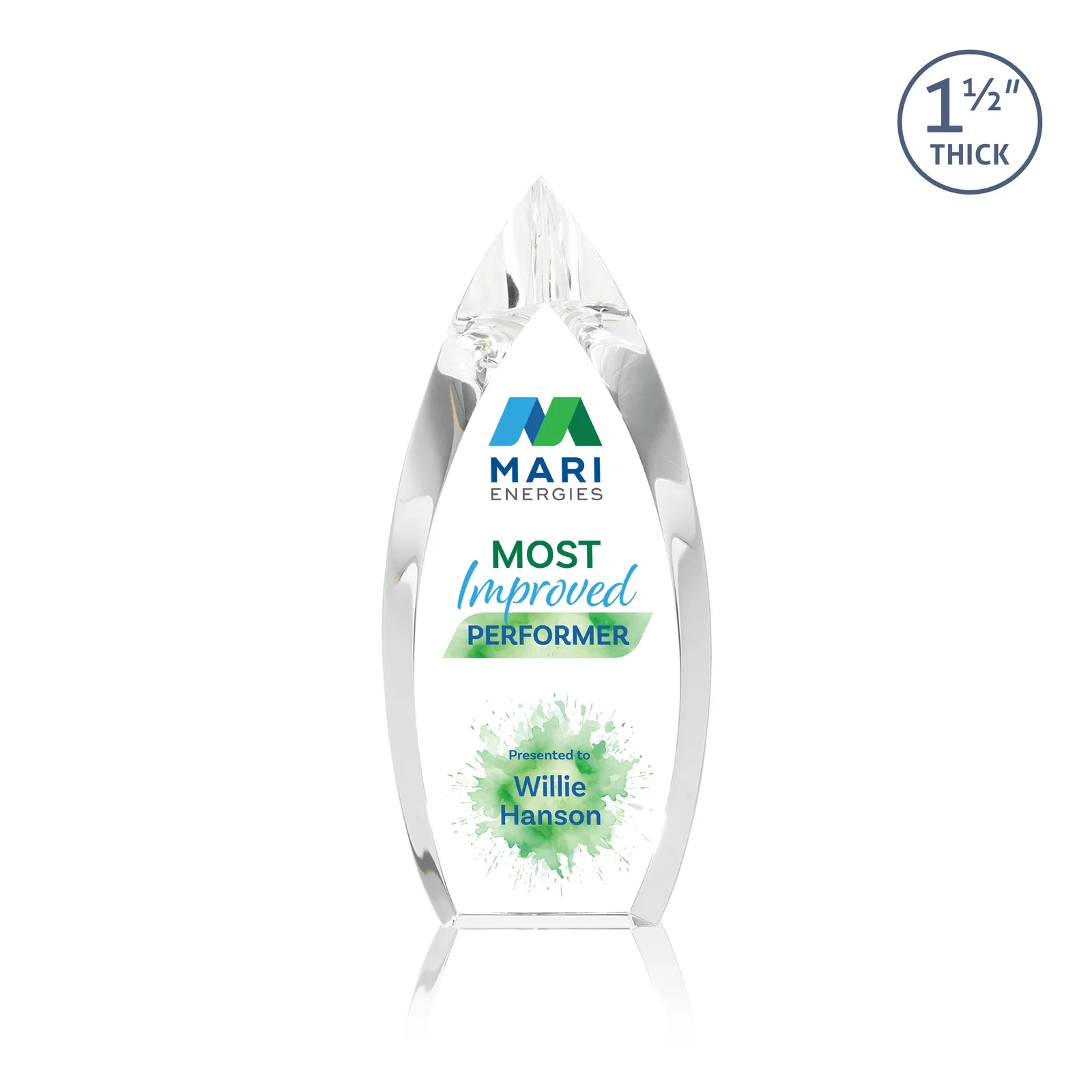 Custom Optical Crystal Teardrop Award With Color-Accent Base, awards for graduation ceremonies