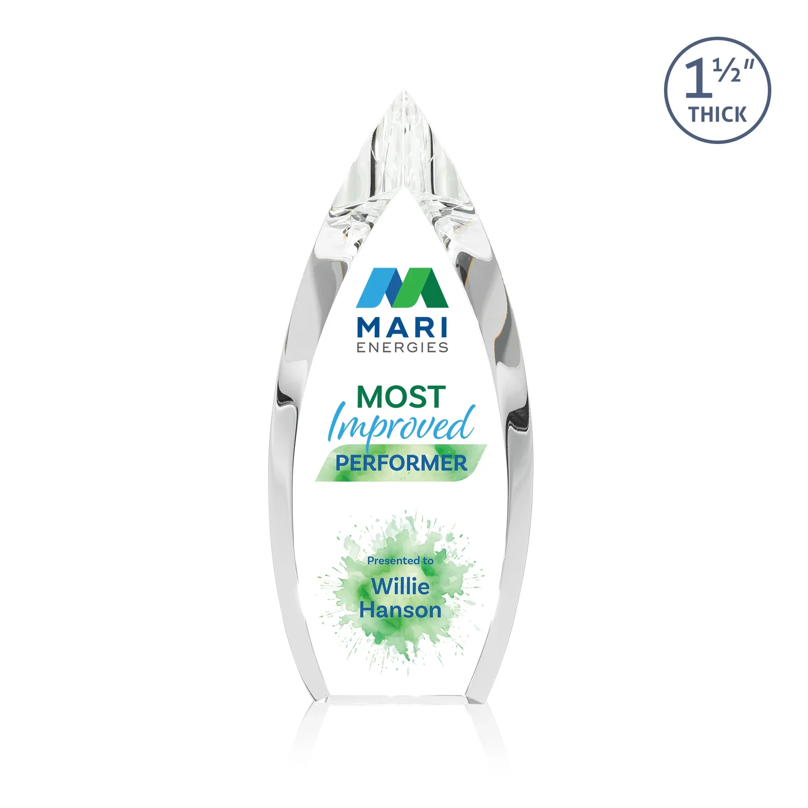 Custom Optical Crystal Teardrop Award With Color-Accent Base, awards for safety achievement programs