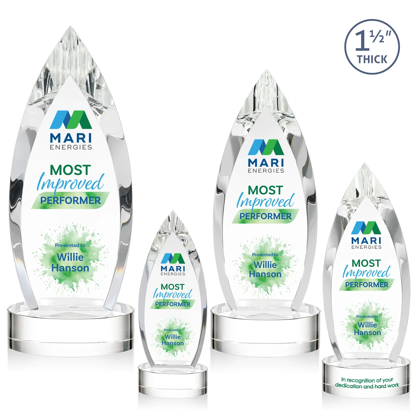 Custom Optical Crystal Award with Deep Bevels and a Colored Base Accent, awards for employee recognition