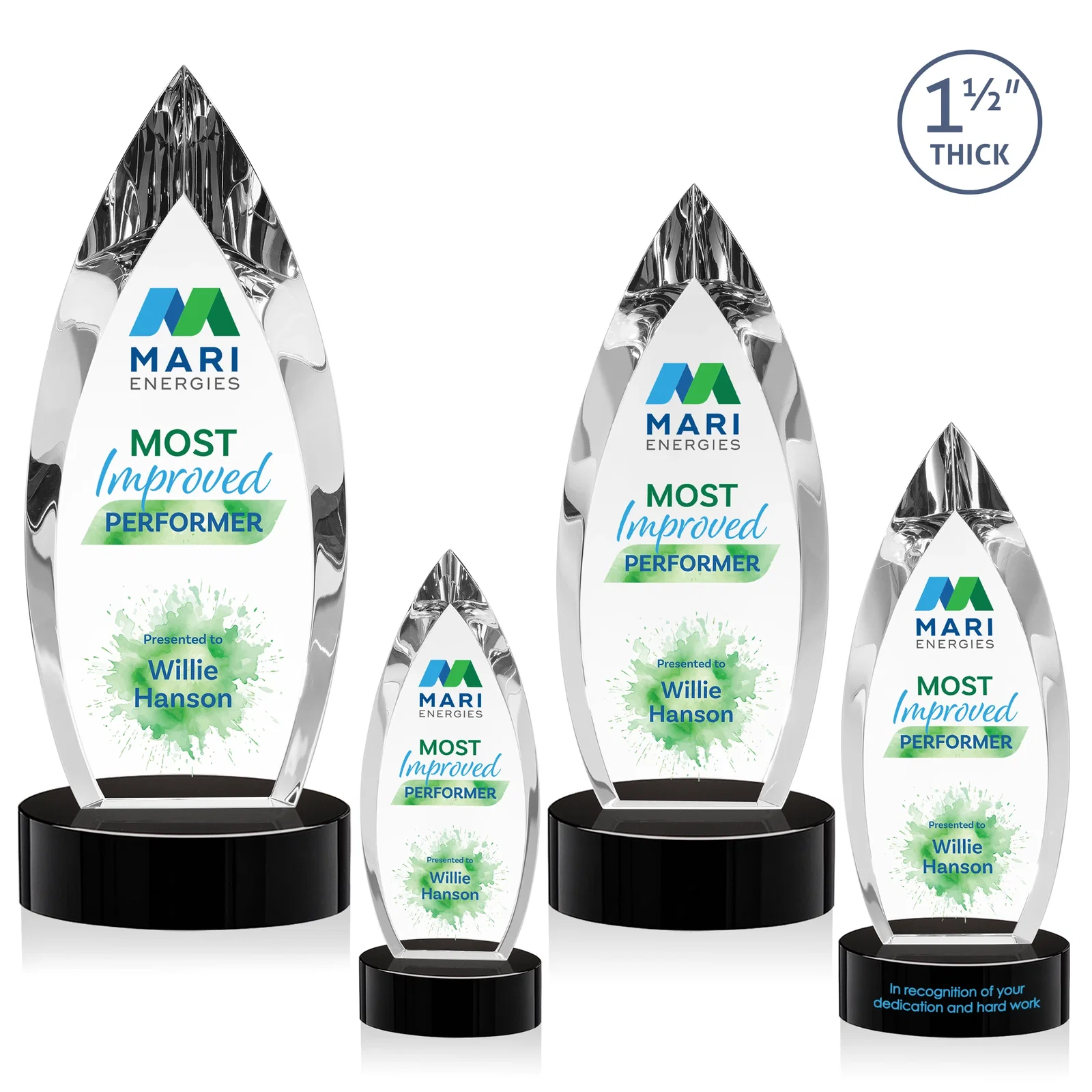Custom Optical Crystal Award with Deep Bevels and a Colored Base Accent, awards for dealer and partner awards