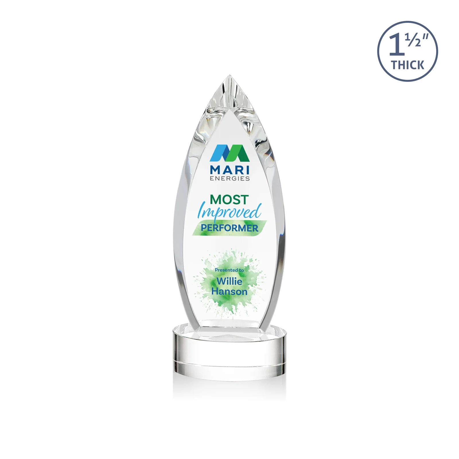 Custom Optical Crystal Award with Deep Bevels and a Colored Base Accent, awards for corporate award ceremonies