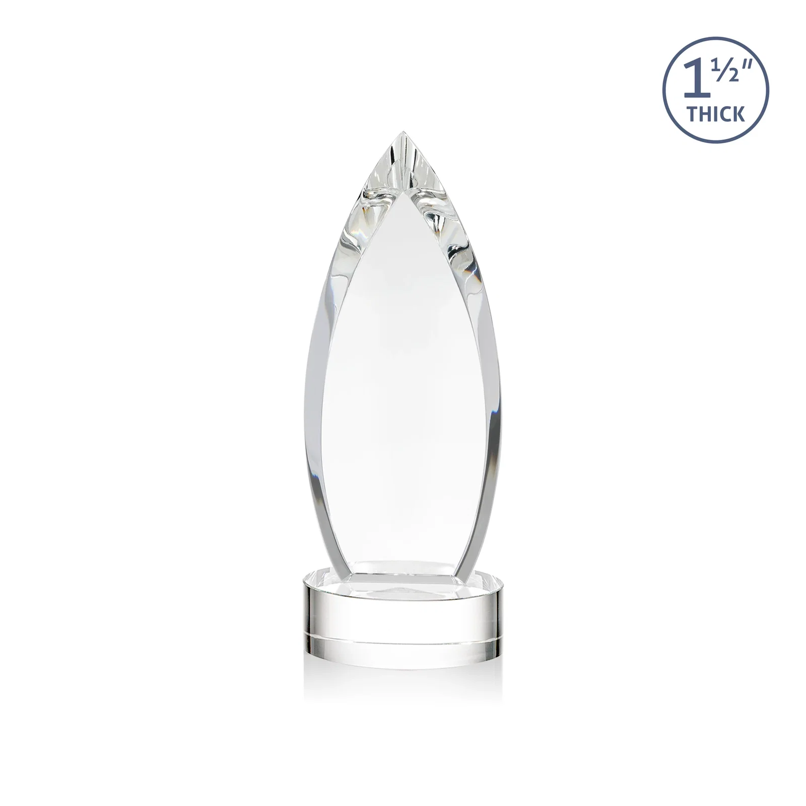Personalized Optical Crystal Award with Deep Bevels and a Colored Base Accent, awards for volunteer appreciation