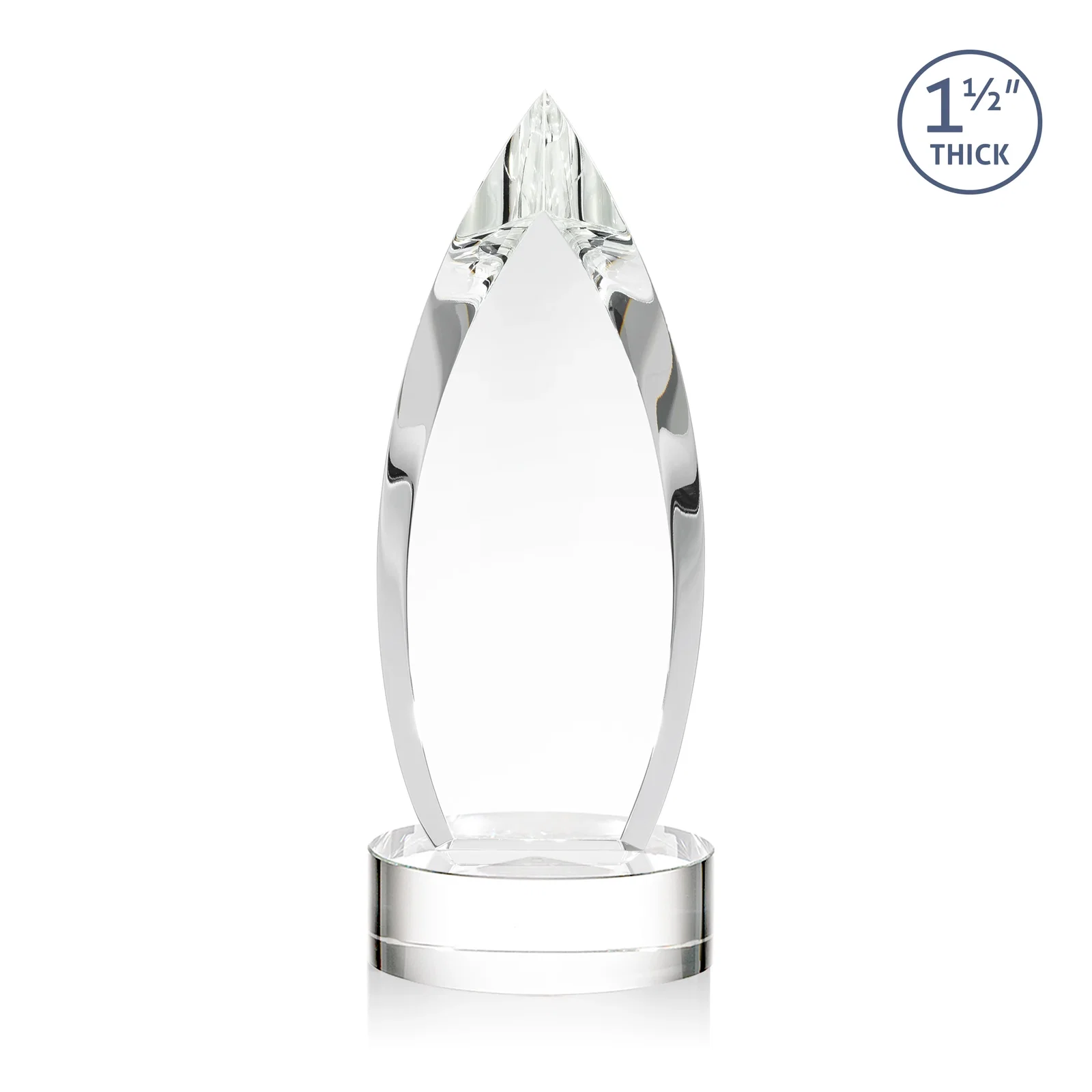 Personalized Optical Crystal Award with Deep Bevels and a Colored Base Accent, awards for company anniversary events