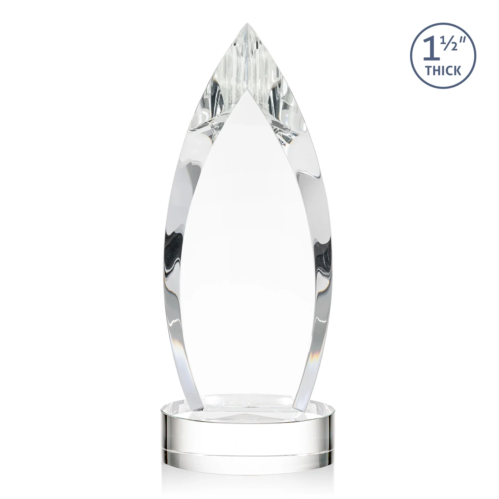 Promotional Optical Crystal Award with Deep Bevels and a Colored Base Accent, awards for employee recognition