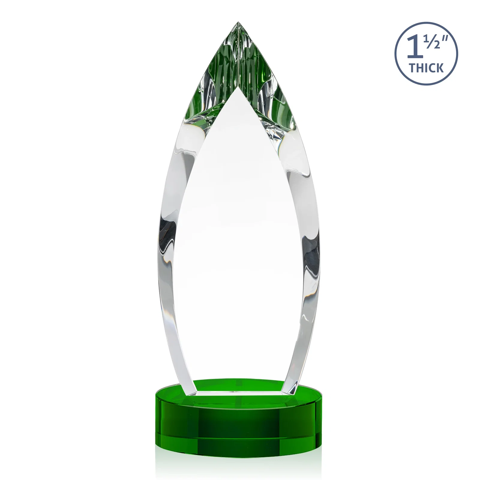 Promotional Optical Crystal Award with Deep Bevels and a Colored Base Accent, awards for retirement presentations