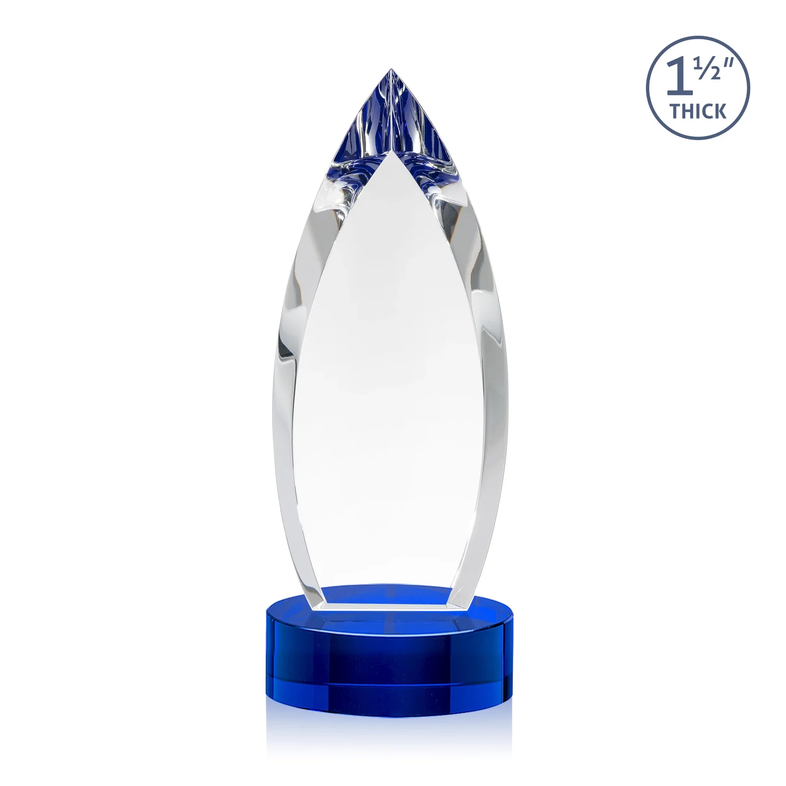 Promotional Optical Crystal Award with Deep Bevels and a Colored Base Accent, awards for company anniversary events