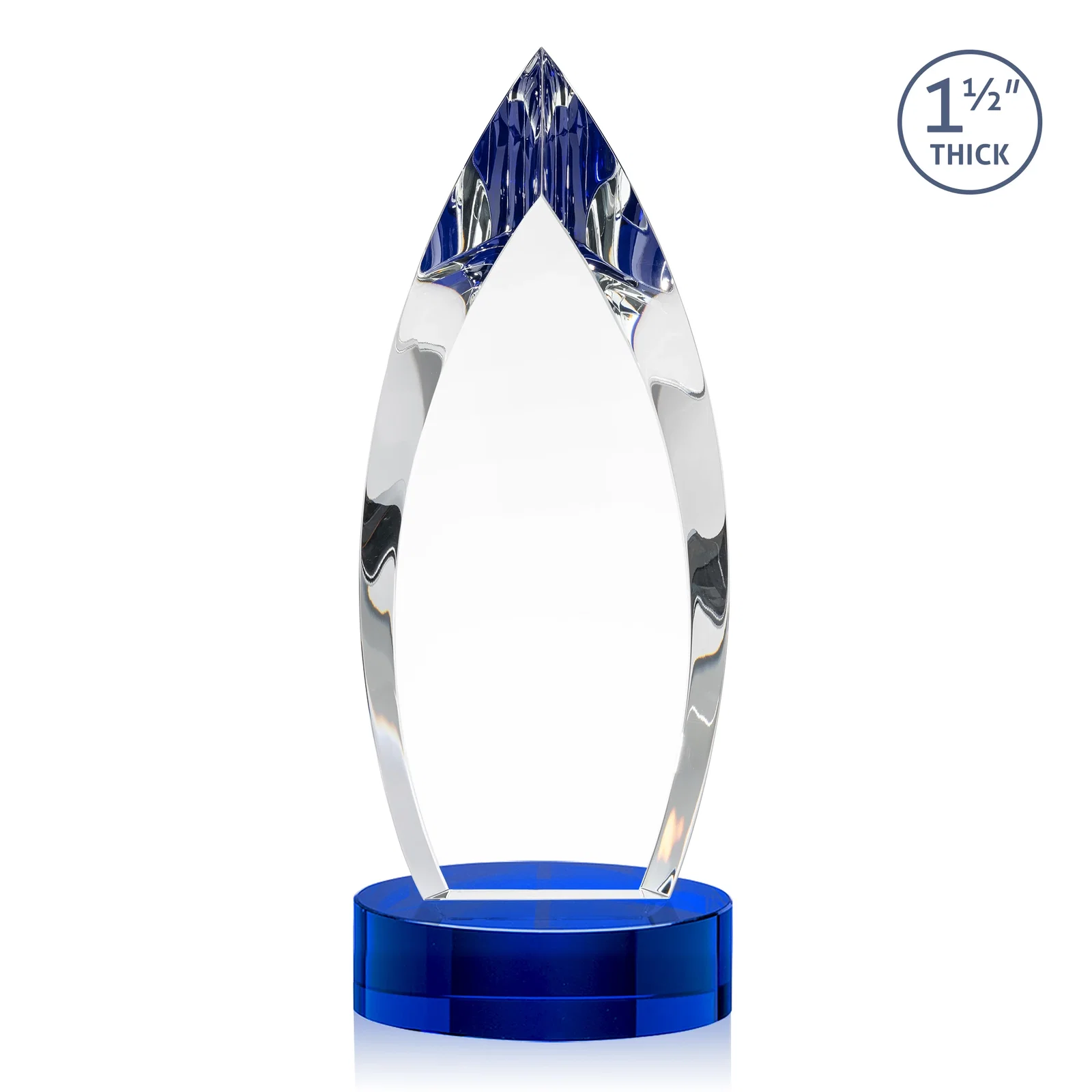 Branded Optical Crystal Award with Deep Bevels and a Colored Base Accent, awards for employee recognition