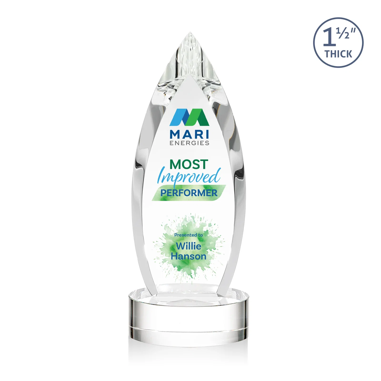 Custom Optical Crystal Award with Deep Bevels and a Colored Base Accent, awards for sales achievement awards