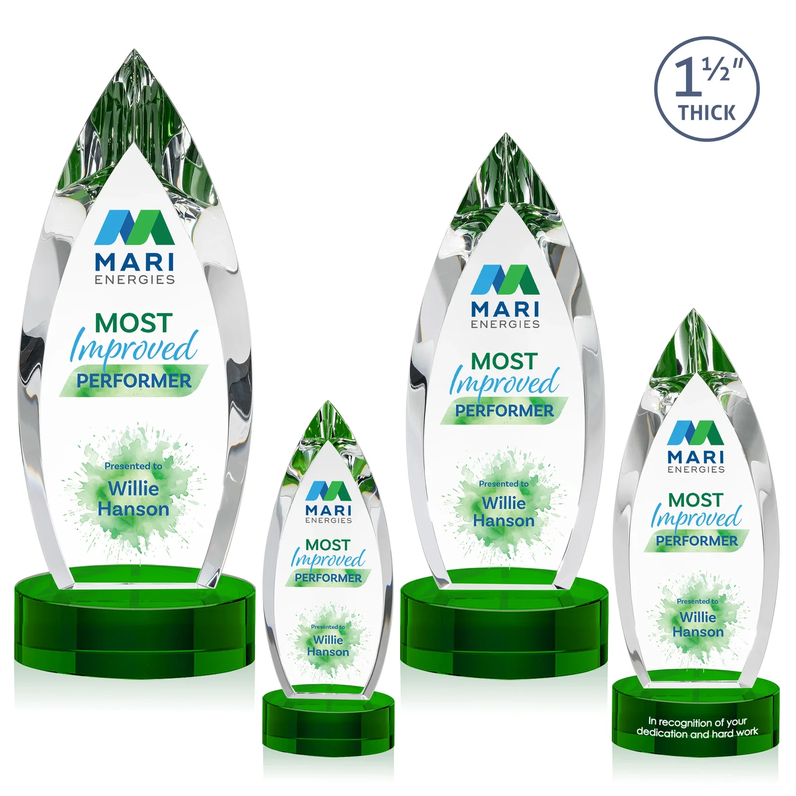 Custom Optical Crystal Award with Deep Bevels and a Colored Base Accent, awards for team milestone celebrations