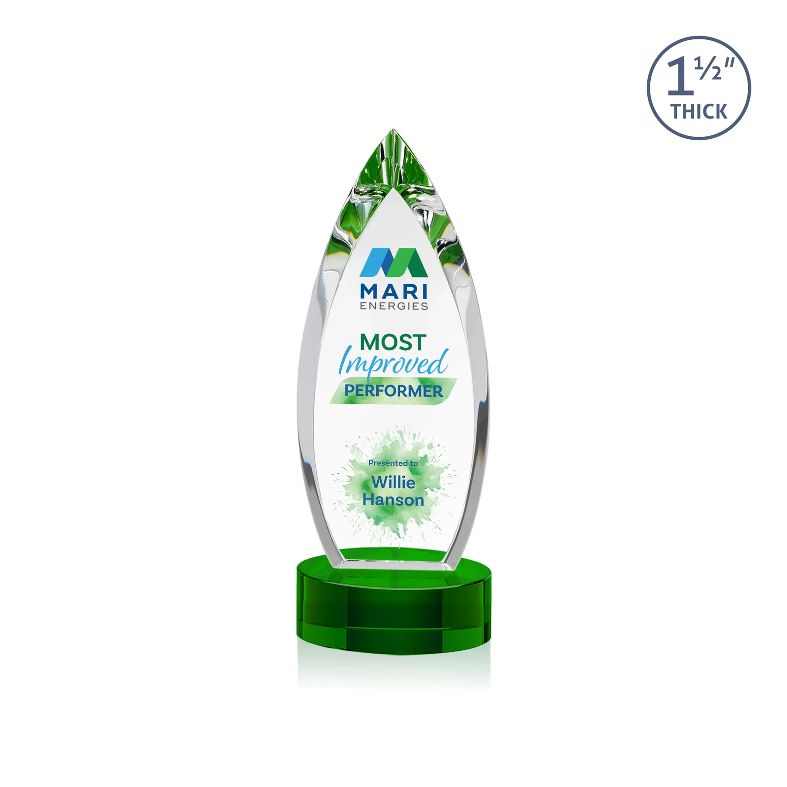 Custom Optical Crystal Award with Deep Bevels and a Colored Base Accent, awards for donor appreciation