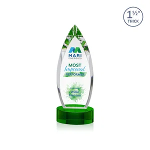 Optical Crystal Award with Deep Bevels and a Colored Base Accent