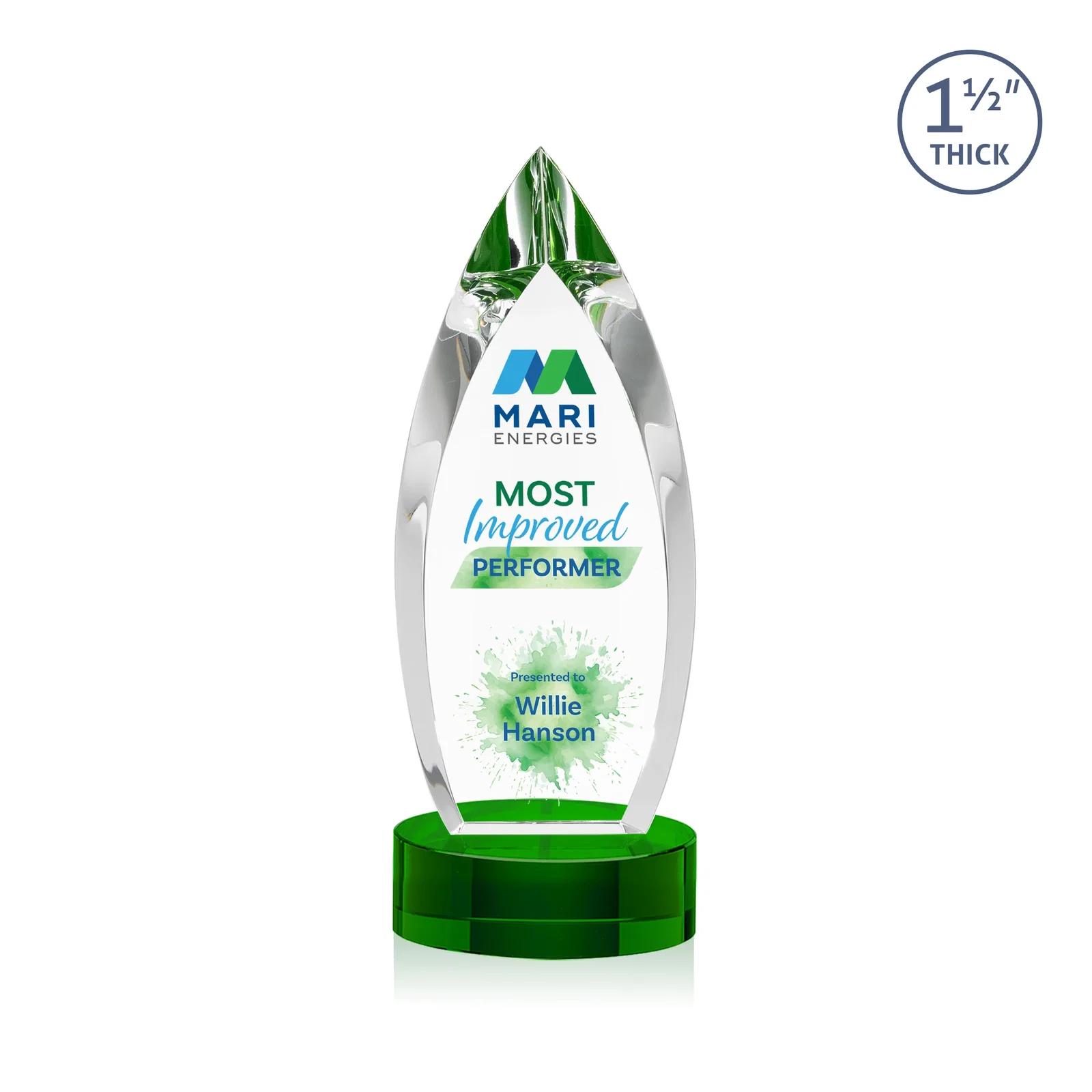 Custom Optical Crystal Award with Deep Bevels and a Colored Base Accent, awards for graduation ceremonies