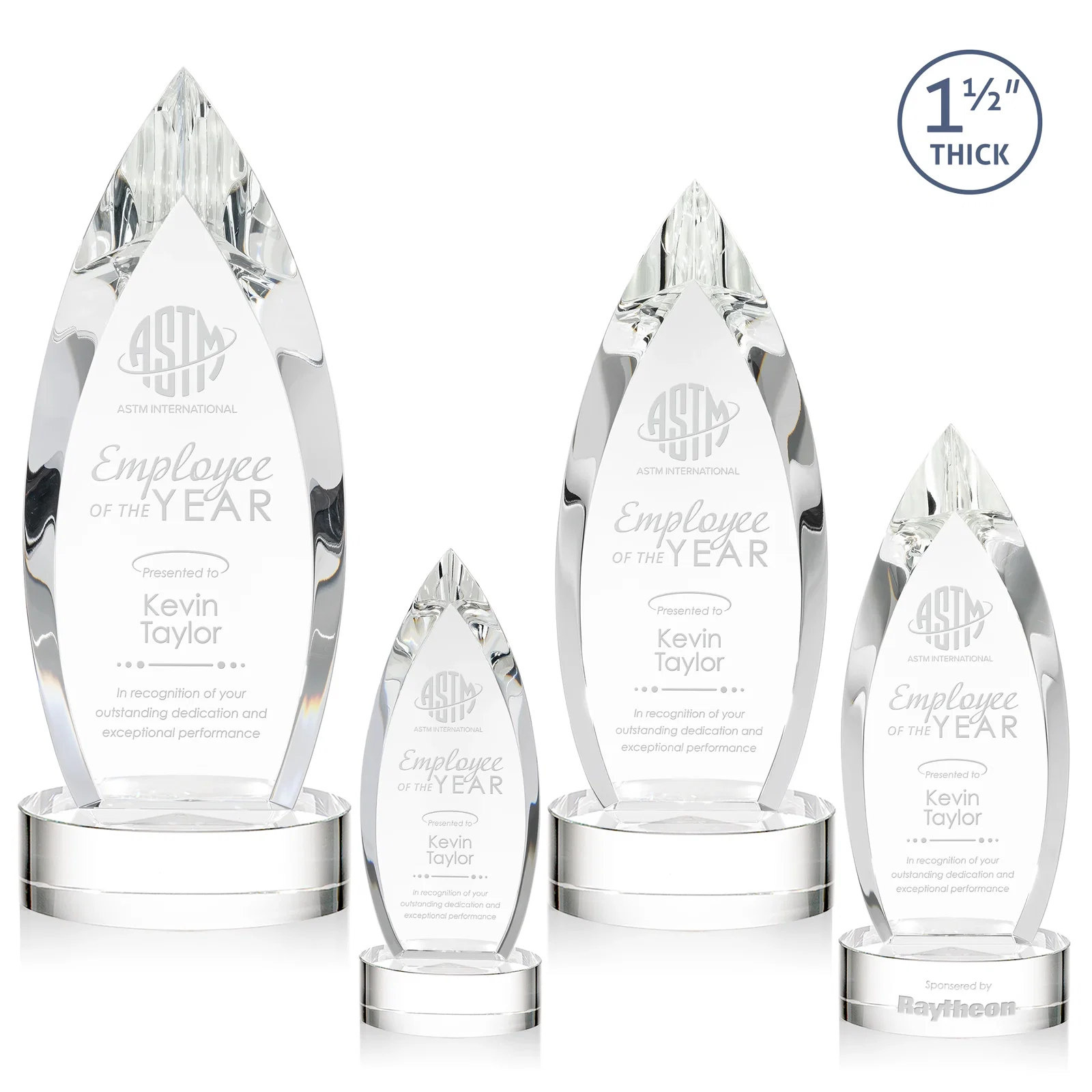 Custom Optical Crystal Teardrop Award with Colored Base Accent, awards for employee recognition