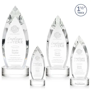 Optical Crystal Teardrop Award with Colored Base Accent
