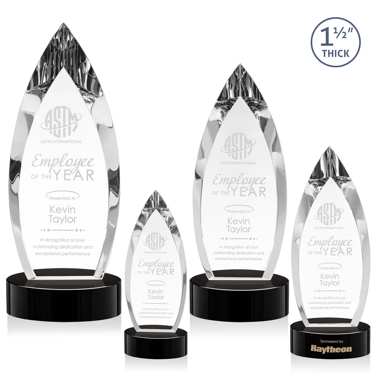 Custom Optical Crystal Teardrop Award with Colored Base Accent, awards for dealer and partner awards