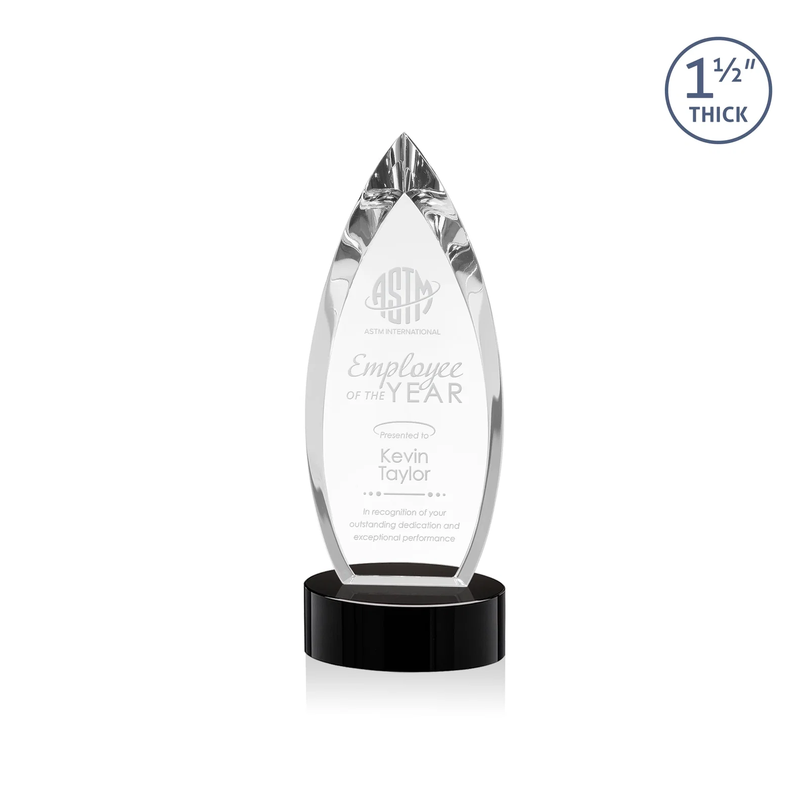 Custom Optical Crystal Teardrop Award with Colored Base Accent, awards for company anniversary events