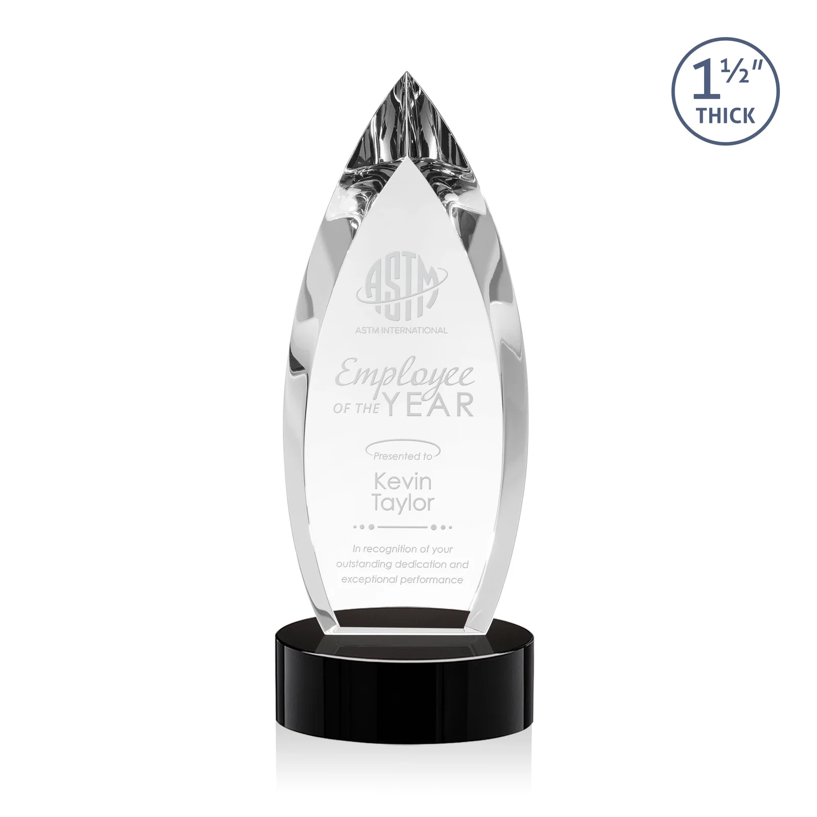 Personalized Optical Crystal Teardrop Award with Colored Base Accent, awards for corporate award ceremonies