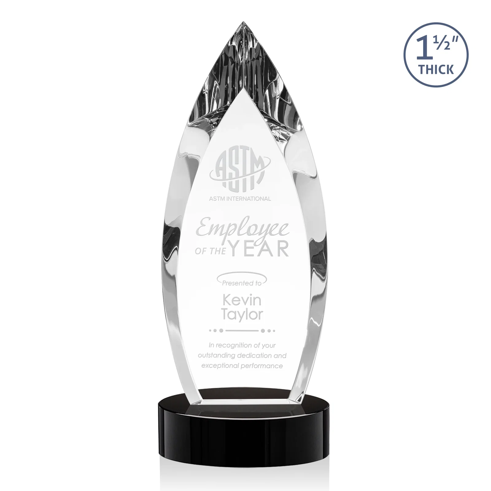 Personalized Optical Crystal Teardrop Award with Colored Base Accent, awards for service anniversary gifts
