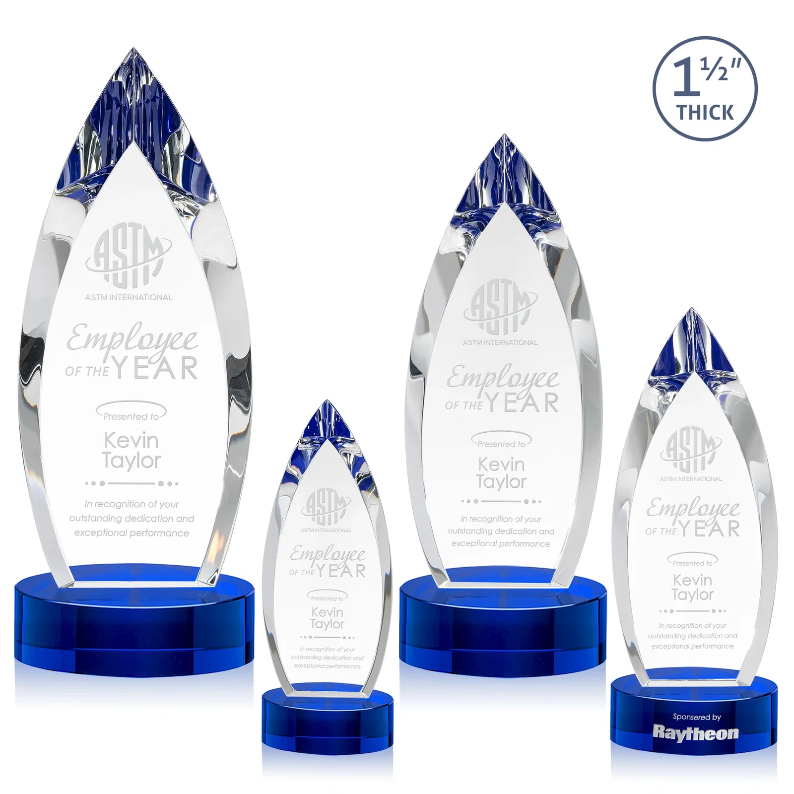 Personalized Optical Crystal Teardrop Award with Colored Base Accent, awards for sales achievement awards