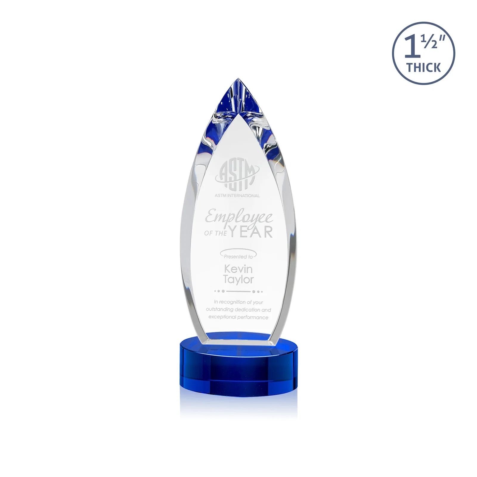 Personalized Optical Crystal Teardrop Award with Colored Base Accent, awards for retirement presentations