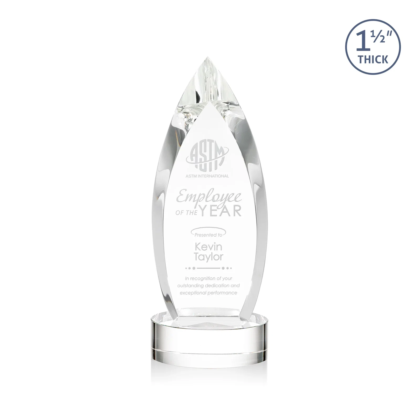 Custom Optical Crystal Teardrop Award with Colored Base Accent, awards for service anniversary gifts