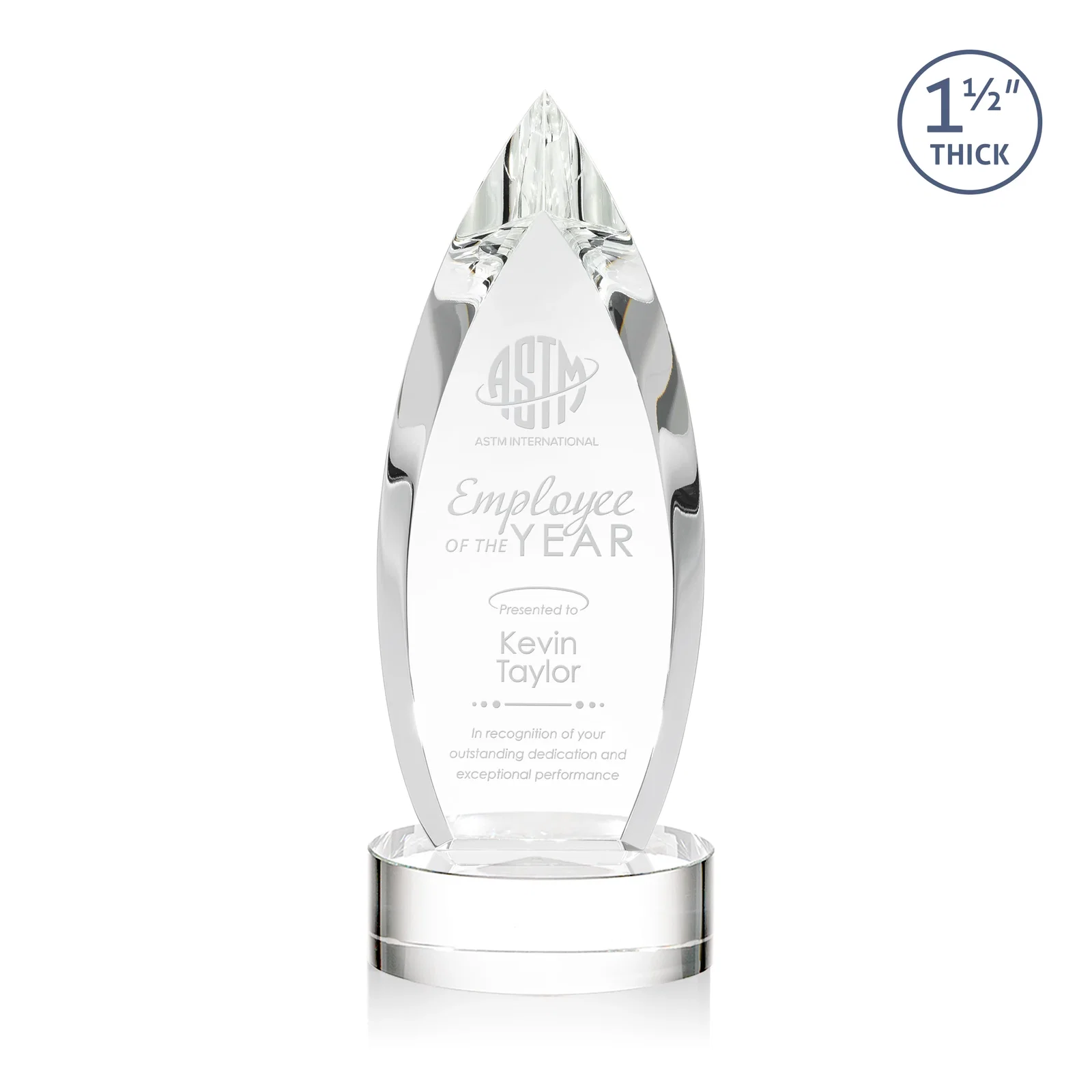 Custom Optical Crystal Teardrop Award with Colored Base Accent, awards for sales achievement awards
