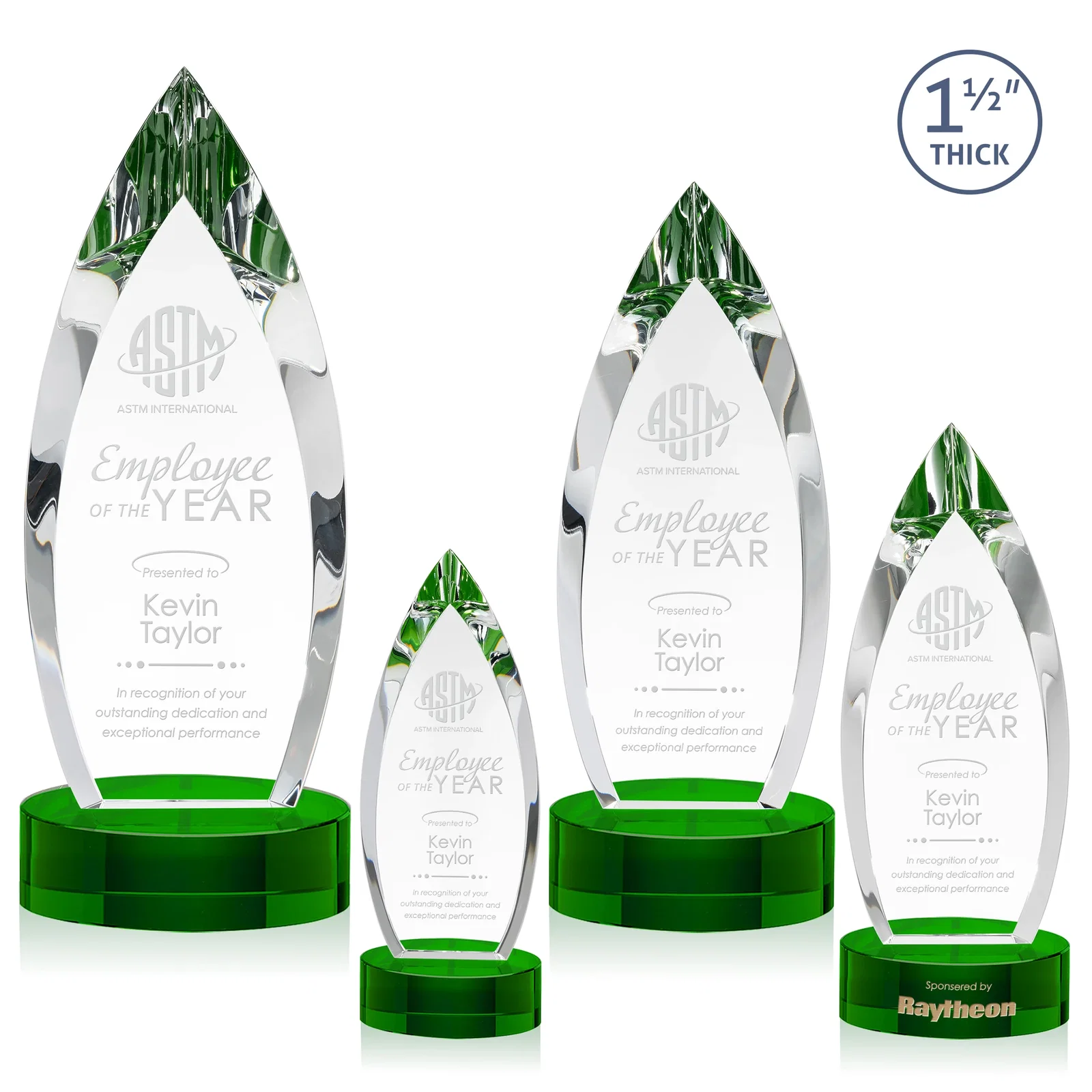 Custom Optical Crystal Teardrop Award with Colored Base Accent, awards for team milestone celebrations