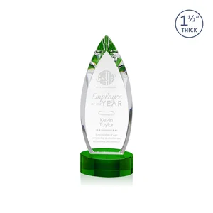 Optical Crystal Teardrop Award with Colored Base Accent