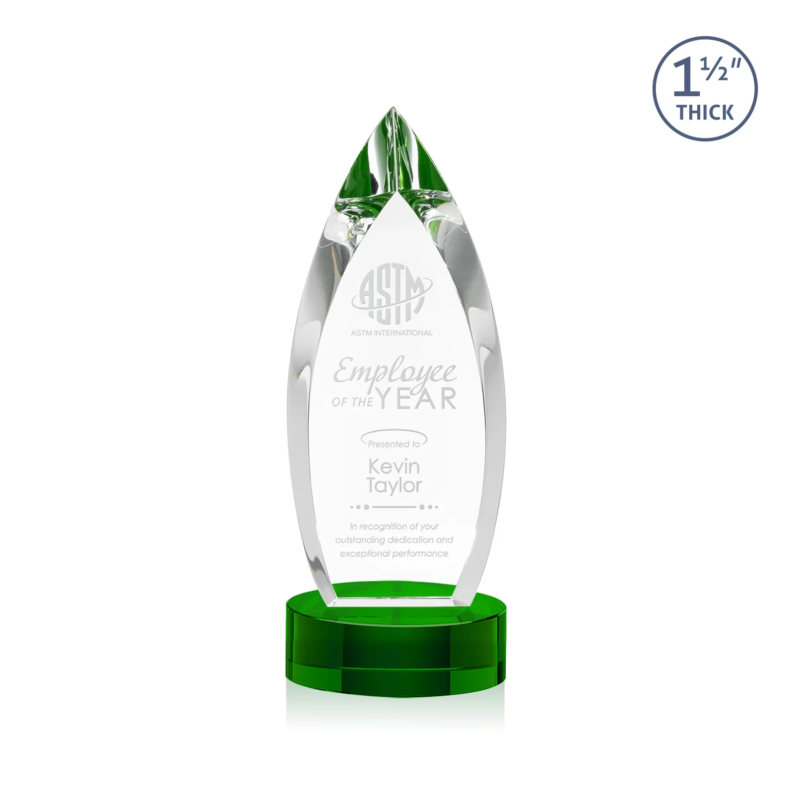 Custom Optical Crystal Teardrop Award with Colored Base Accent, awards for graduation ceremonies