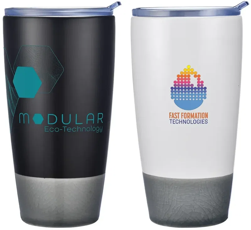 Fortuna 12 oz Double-Wall Ceramic Tumbler, custom branded promotional two-tone stoneware tumbler, front
