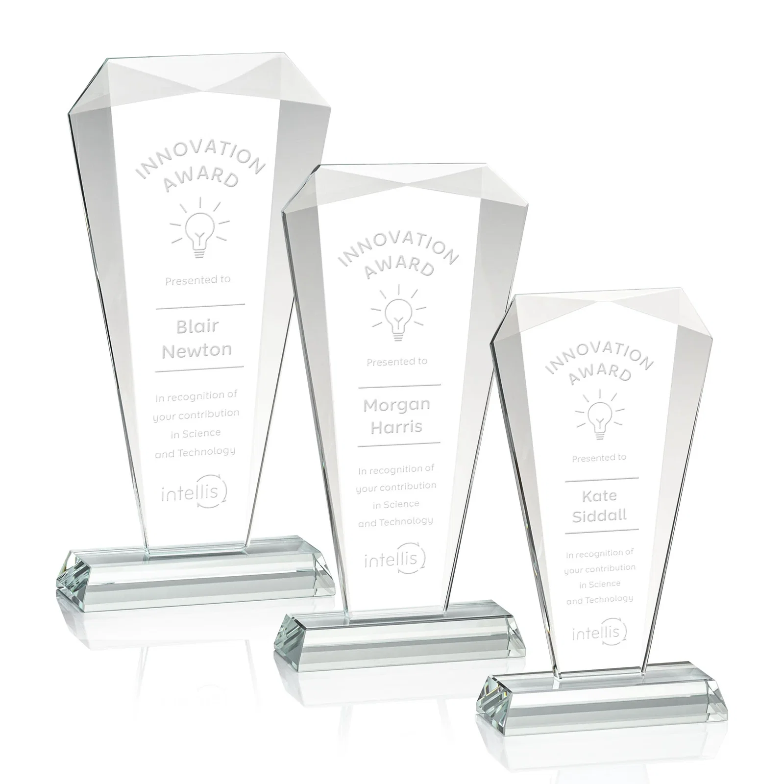 Custom Starfire Crystal Gemstone Award with Faceted Top and Sides for employee recognition