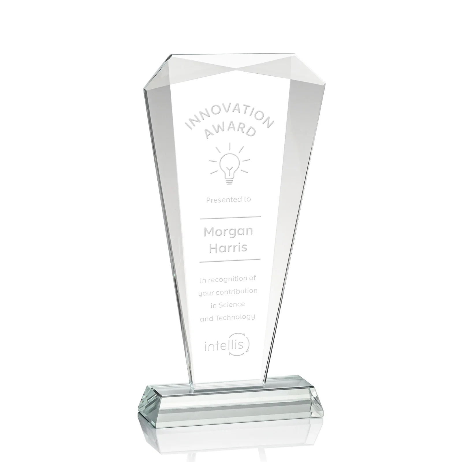 Custom Starfire Crystal Gemstone Award with Faceted Top and Sides for service anniversary gifts