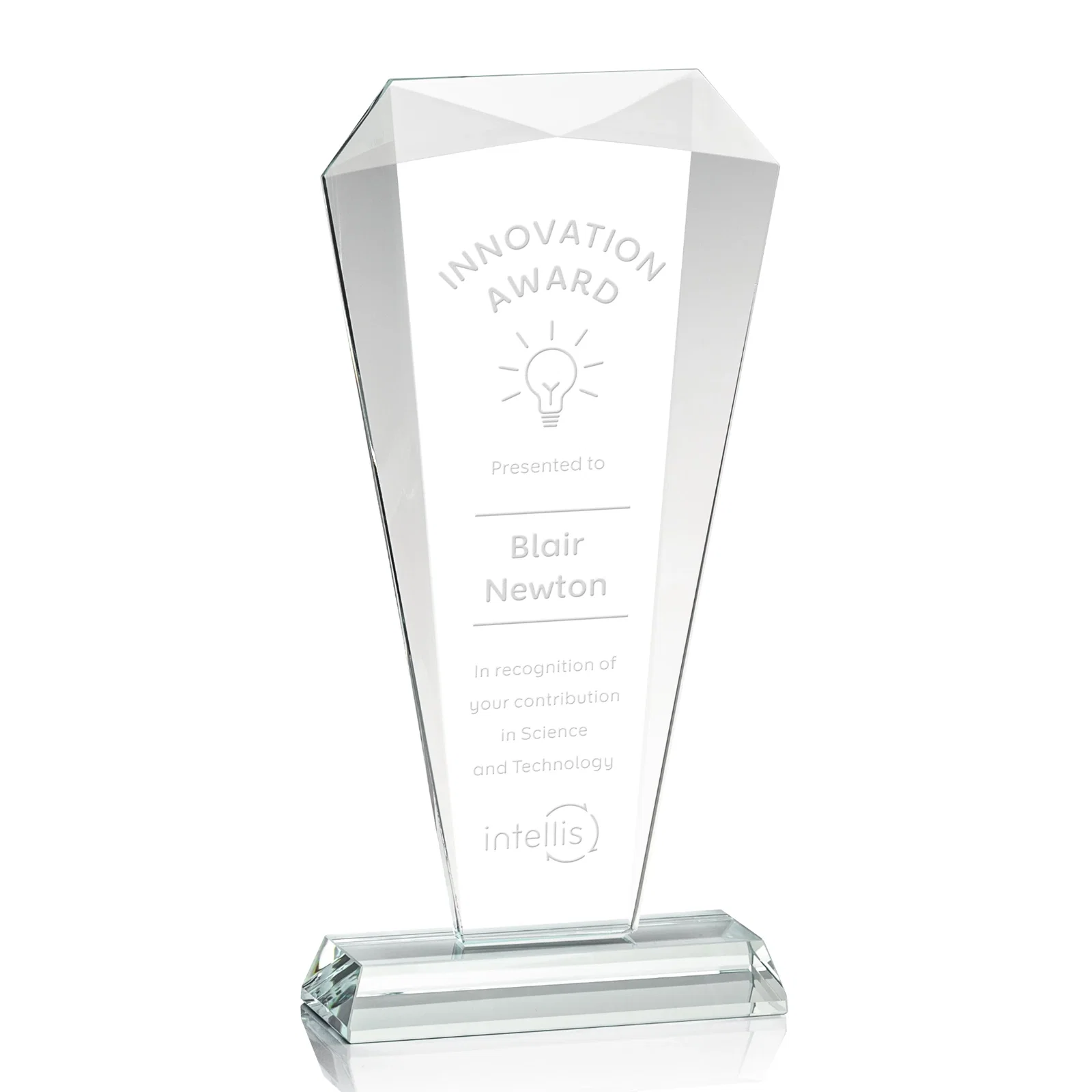 Custom Starfire Crystal Gemstone Award with Faceted Top and Sides for sales achievement awards