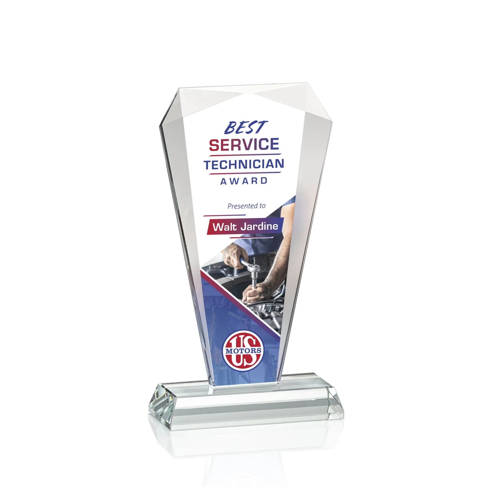 Custom Starfire Crystal Gemstone Award with Faceted Top and Sides for team milestone celebrations