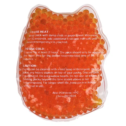 Custom branded fox Aqua Pearls hot and cold pack, front view of promotional gel therapy pack