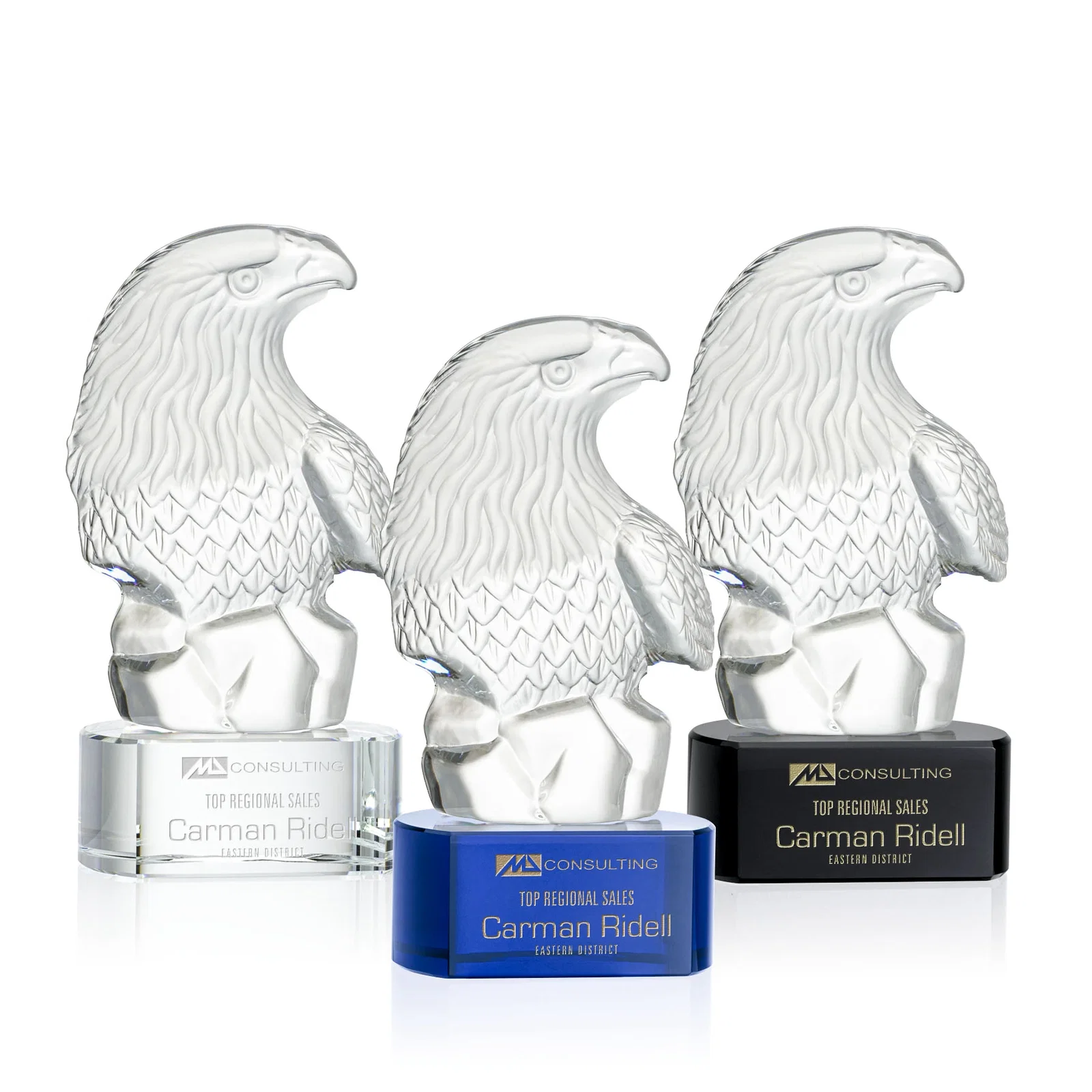 Custom Optical Crystal Eagle Head Award for employee recognition