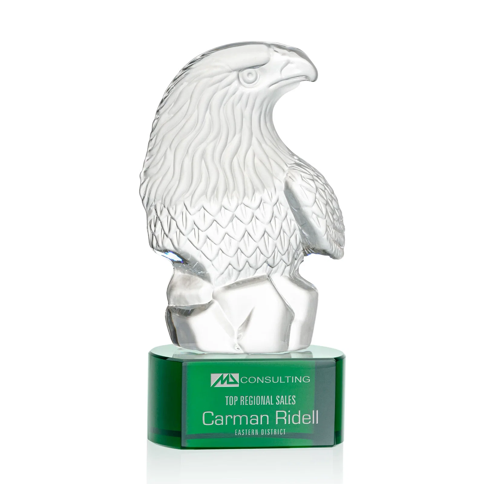 Custom Optical Crystal Eagle Head Award for retirement presentations